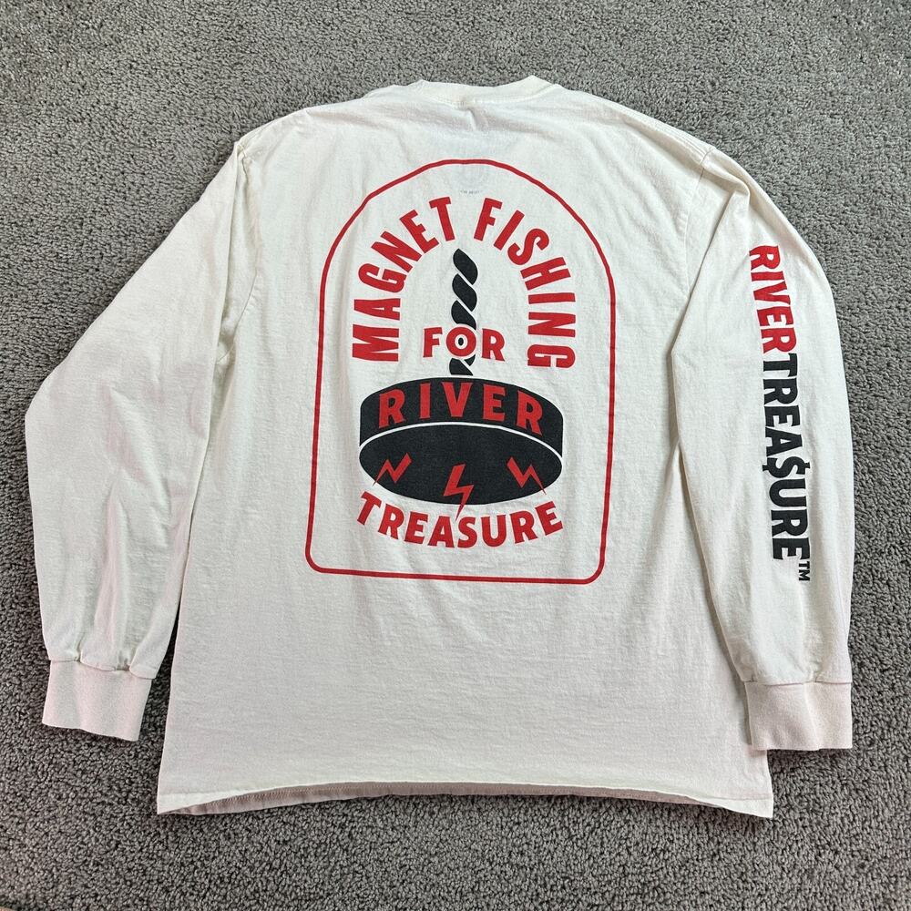 Magnet Fishing Shirt Mens Extra Large Beige Red River Treasure Long Sleeve